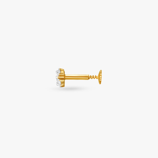 Stylish Gold and Diamond Nose Pin,,hi-res
