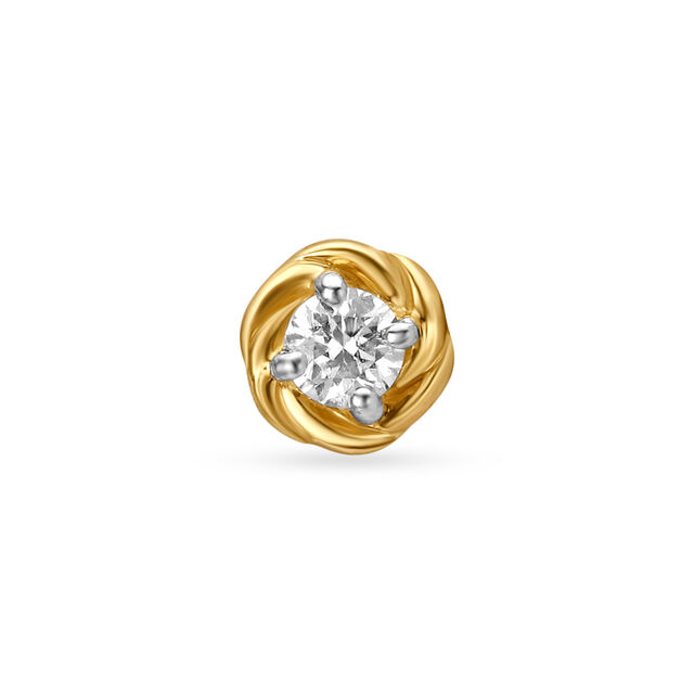 Rose Inspired Gold and Diamond Nose Pin 