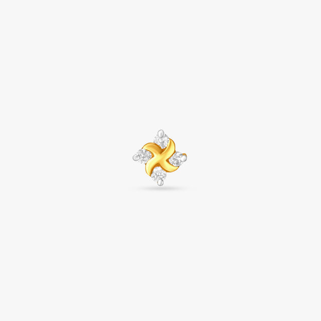 Floral Spiral Gold and Diamond Nose Pin 2