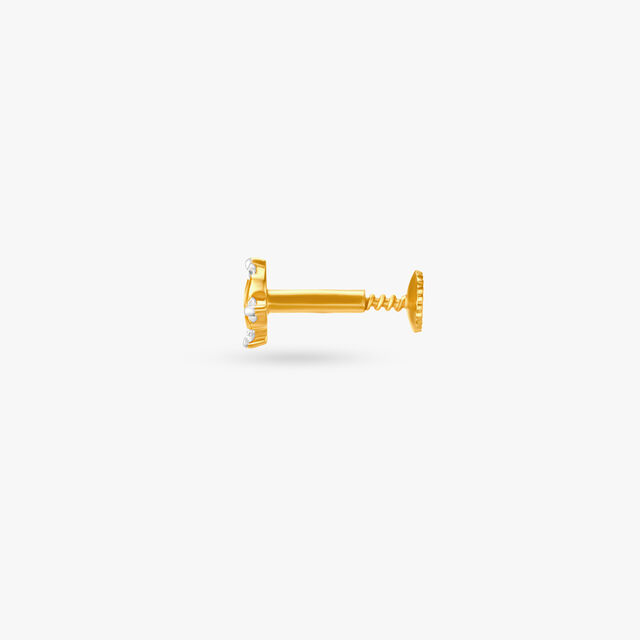 Floral Spiral Gold and Diamond Nose Pin 3