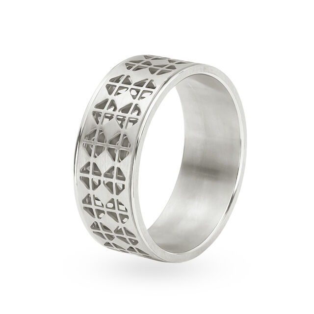 Checked Cut-Out 18 Karat White Gold Finger Ring,,hi-res 