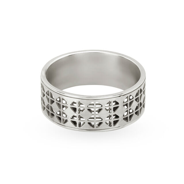 Checked Cut-Out 18 Karat White Gold Finger Ring,,hi-res 2