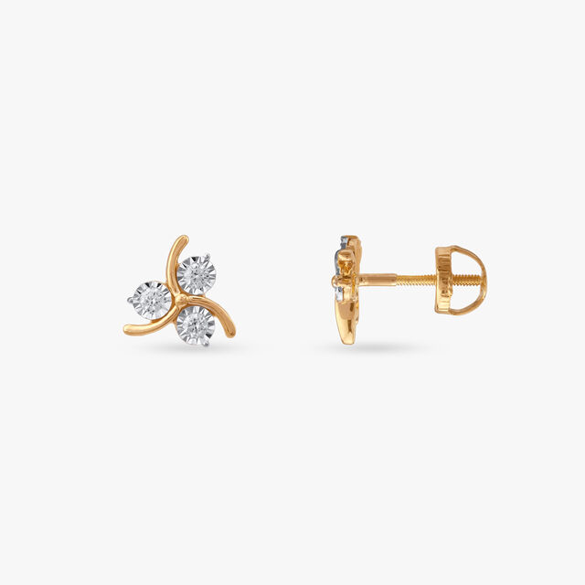 Swirl Beam Diamond Stud Earrings 2