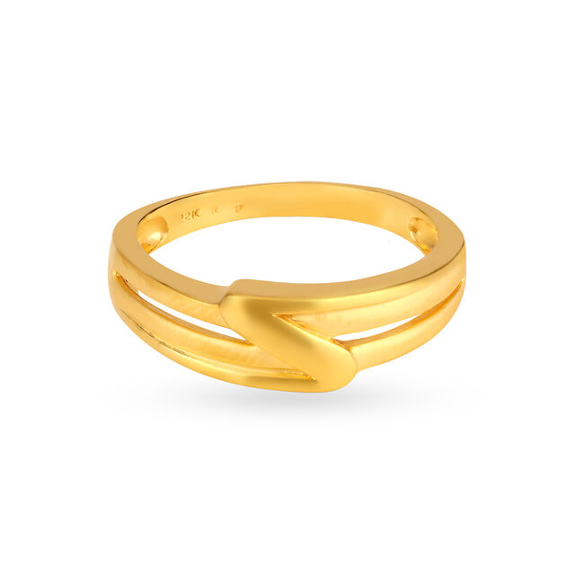 Unique 22 Karat Yellow Gold Lightning Finger Ring
