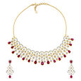 Palatial Yellow And White Gold And Diamond Floral Lattice Necklace Set 
