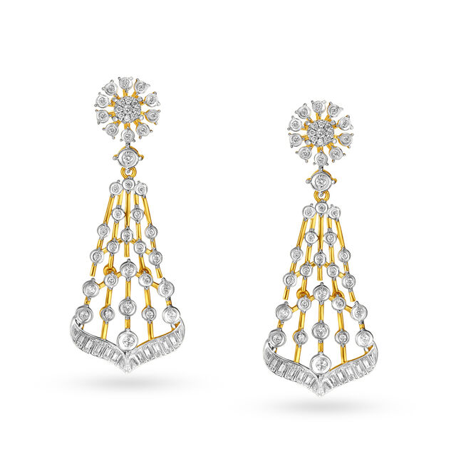 Royal Yellow Gold And Diamond Waved Lattice Necklace Set 3