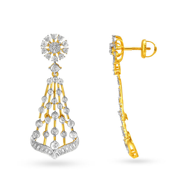 Royal Yellow Gold And Diamond Waved Lattice Necklace Set 4