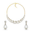 Riveting Floral And Ribbon Motif Diamond Necklace Set 