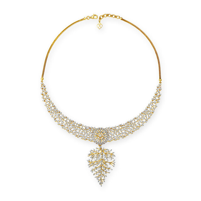 Entrancing Diamond Necklace Set Yellow and White Gold 2