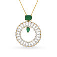 Breath-taking Circular Diamond Pendant Studded With Coloured Stone,,hi-res 
