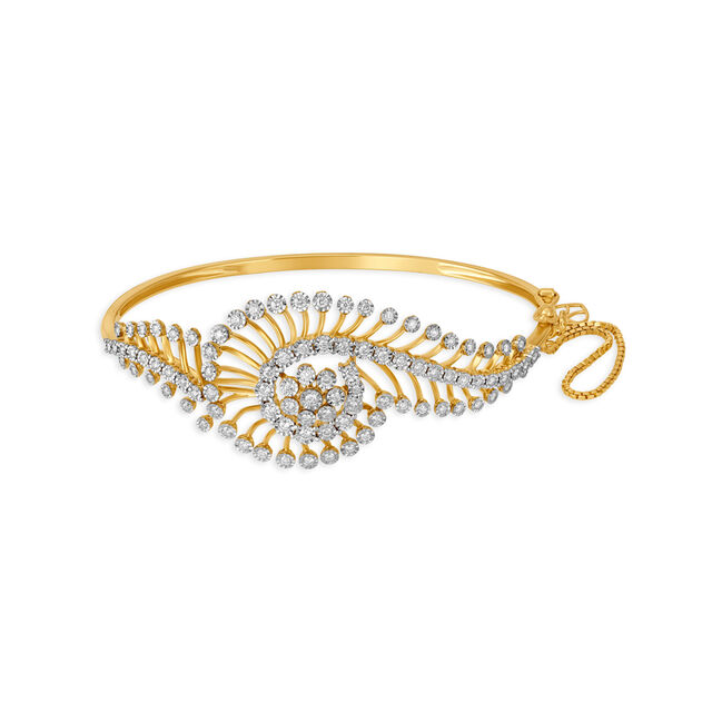 Paisley Pattern Diamond Gold Bangle,,hi-res 