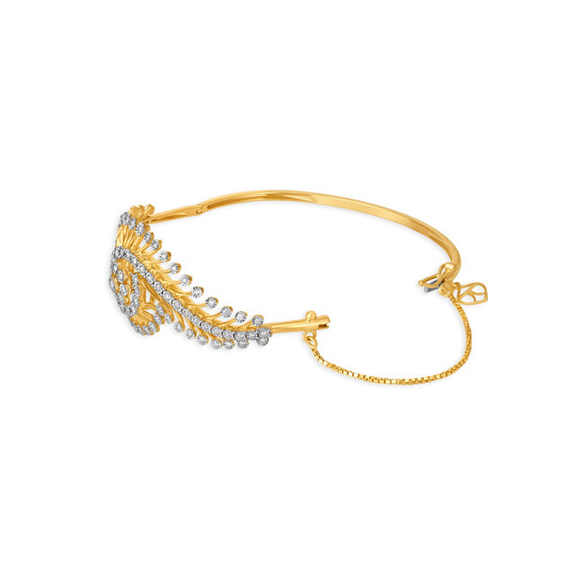 Paisley Pattern Diamond Gold Bangle,,hi-res 2