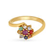 Radiant 18 Karat Yellow Gold And Multi Stone Floral Ring With Diamond Stud,,hi-res 2