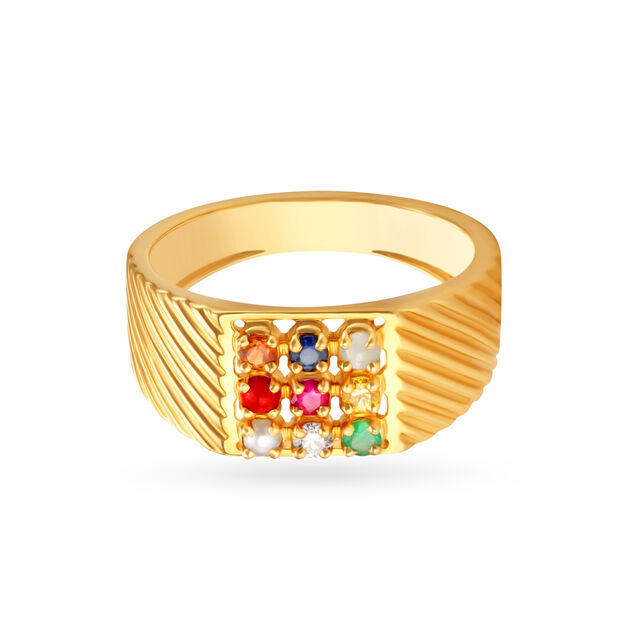 Striking 18 Karat Yellow Gold And Multi Stone Finger Ring 2