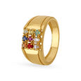 Classic 18 Karat Yellow Gold And Multi Stone Square Ring,,hi-res 