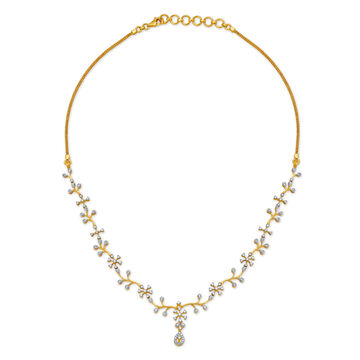 Arresting Yellow Gold And Diamond Floral Necklace