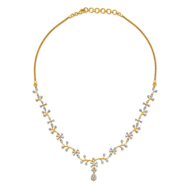 Arresting Yellow Gold And Diamond Floral Necklace,,hi-res 