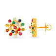 Vibrant Floral Navaratna Stud Earrings 2