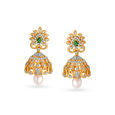 Floral Jhumkas with Ruby, Pearl and Emerald,,hi-res 2