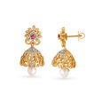 Floral Jhumkas with Ruby, Pearl and Emerald,,hi-res 3
