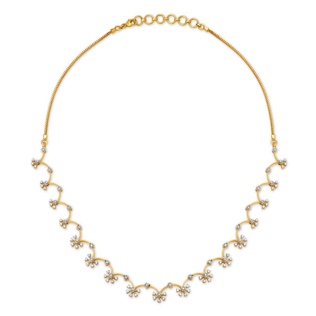 Charming Yellow Gold And Diamond Floral Necklace,,hi-res 
