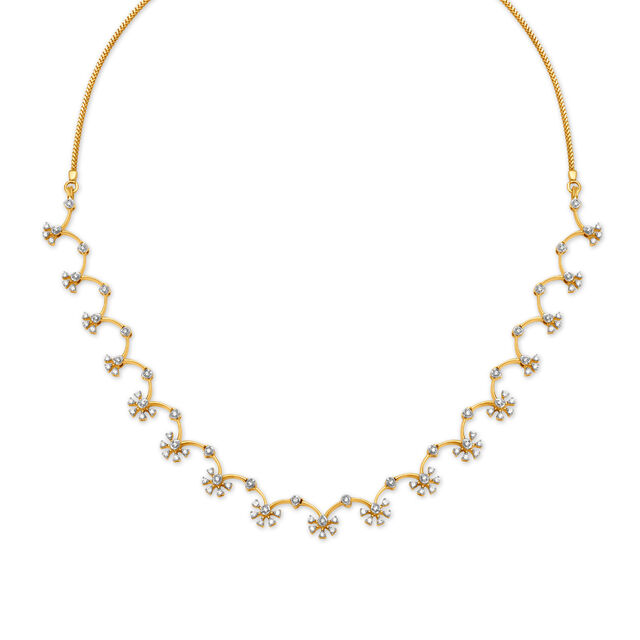 Charming Yellow Gold And Diamond Floral Necklace,,hi-res 2