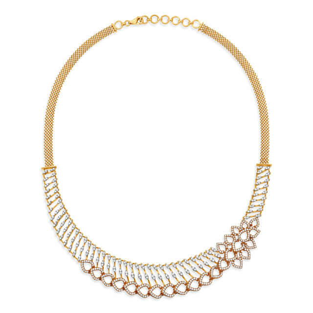 Flourishing Yellow And Rose Gold And Diamond Floral Necklace,,hi-res 