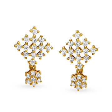 Mesmerizing 18 Karat Yellow Gold And Diamond Lattice Drops