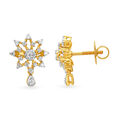 Bedazzling 18 Karat Yellow Gold And Diamond Floral Drop Earrings,,hi-res 2