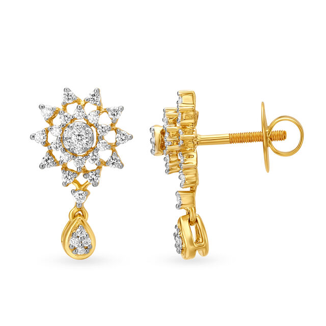 Alluring Diamond and Gold Short Drop Earrings 2