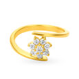 Enchanting 18 Karat Yellow Gold And Diamond Swirled Finger Ring,,hi-res 2