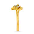Posh Lattice Design Diamond and Gold Finger Ring,,hi-res 3