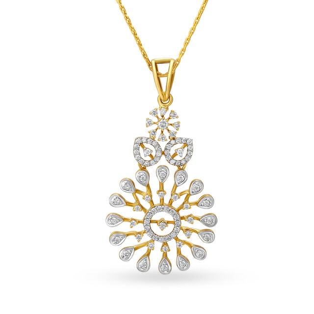 Splendid 18 Karat Yellow Gold And Diamond Floral Pendant,,hi-res 