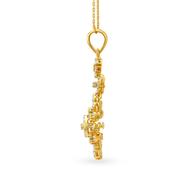 Splendid 18 Karat Yellow Gold And Diamond Floral Pendant,,hi-res 2