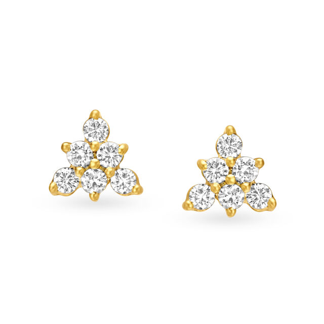 Sparkling 18 Karat Yellow Gold And Diamond Triangular Studs,,hi-res 