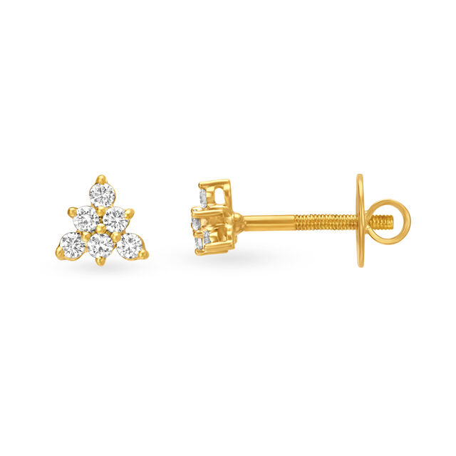 Sparkling 18 Karat Yellow Gold And Diamond Triangular Studs,,hi-res 2