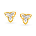 Attractive 18 Karat Yellow Gold And Diamond Trefoil Studs,,hi-res 