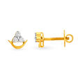 Minimalist 18 Karat Yellow Gold And Diamond Arc Studs,,hi-res 2