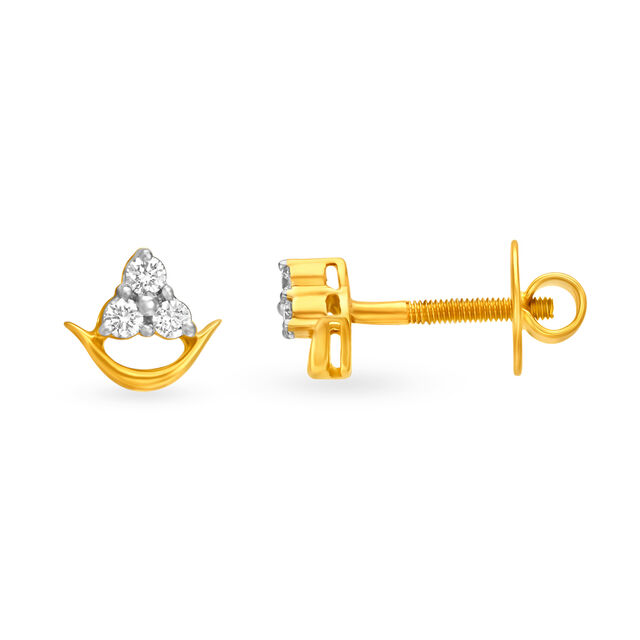 Minimalist 18 Karat Yellow Gold And Diamond Arc Studs,,hi-res 2