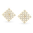 Awe-Striking 18 Karat Yellow Gold And Diamond Lattice Stud Earrings 