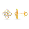 Awe-Striking 18 Karat Yellow Gold And Diamond Lattice Stud Earrings 2