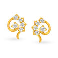 Bewitching 18 Karat Yellow Gold And Diamond Vine Pattern Stud Earrings,,hi-res 