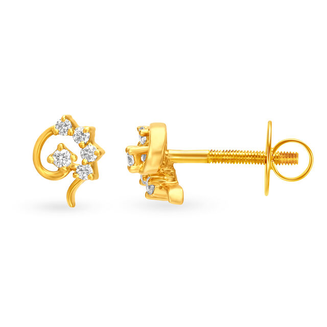 Bewitching 18 Karat Yellow Gold And Diamond Vine Pattern Stud Earrings,,hi-res 2
