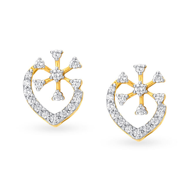 Pristine Floral Gold and Diamond Stud Earrings,,hi-res 