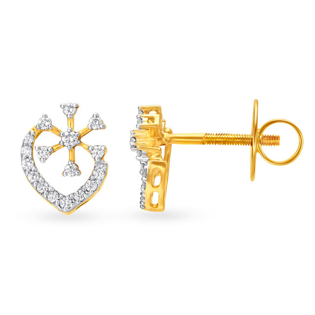 Pristine Floral Gold and Diamond Stud Earrings,,hi-res 2