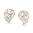 Exquisite 18 Karat Yellow And Rose Gold And Diamond Paisley Studs 