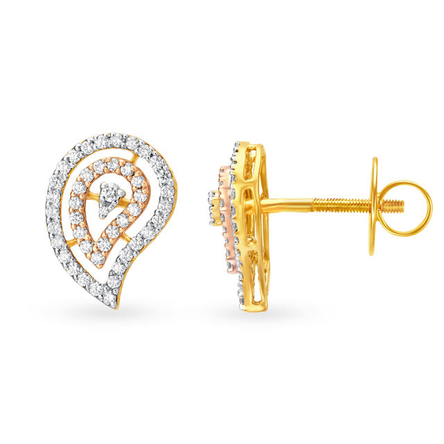 Exquisite 18 Karat Yellow And Rose Gold And Diamond Paisley Studs 2