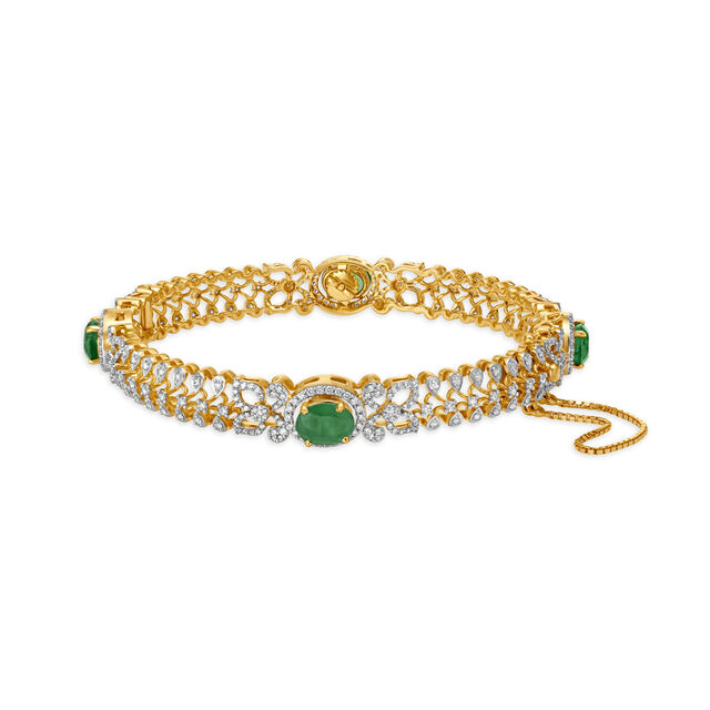 Vibrant Gold and Diamond Bangle with Detachable Gemstones 
