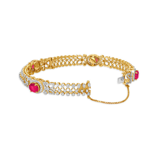 Vibrant Gold and Diamond Bangle with Detachable Gemstones 4