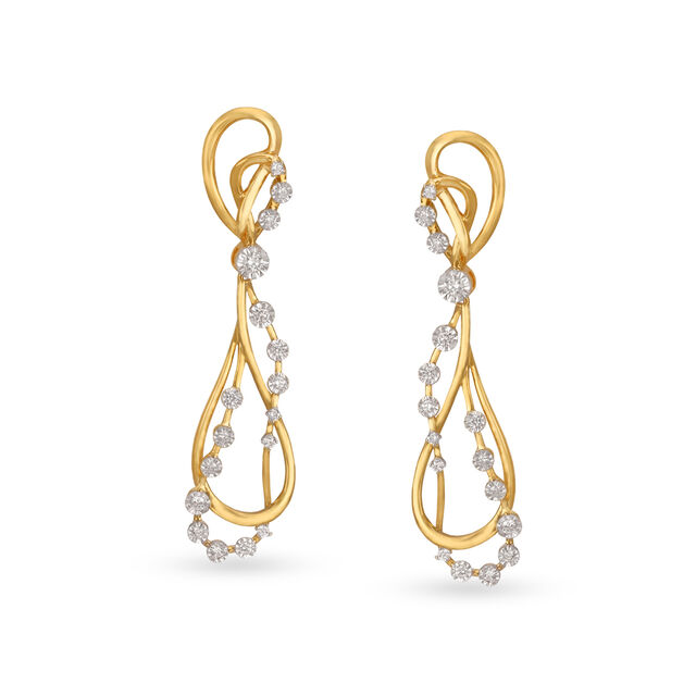 18KT Gold Yellow-White Drop Earrings To Celebrate Yourself,,hi-res 